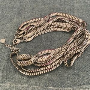 Graziano silver tone snake multi-strand necklace
